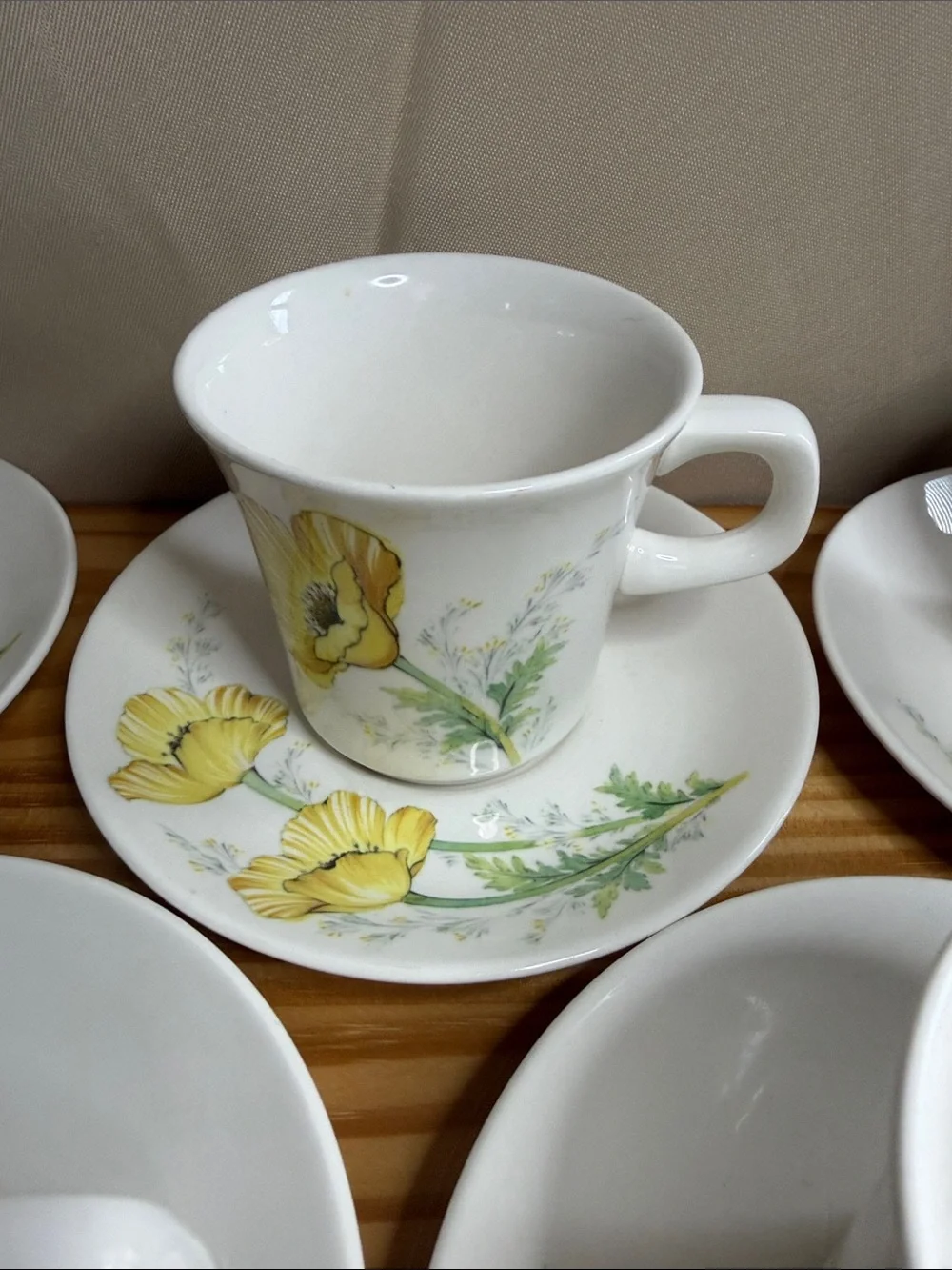Vintage Noritake Craftone Buttercup 8769 Cups and Saucers Set of 5 Pairs